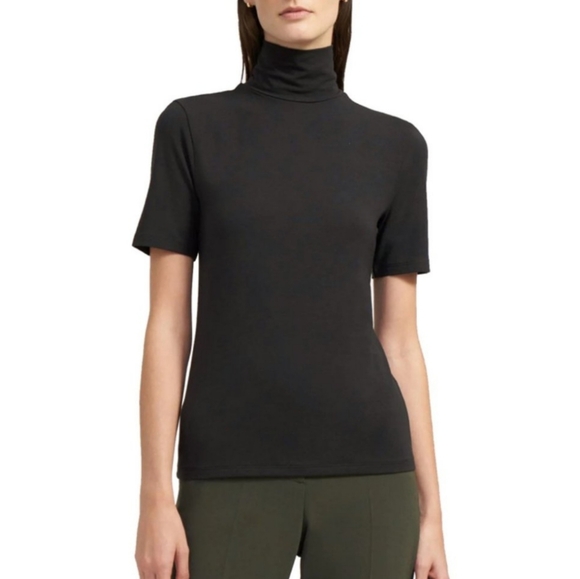 Theory Black Short Sleeve Turtleneck Tee - Picture 4 of 7